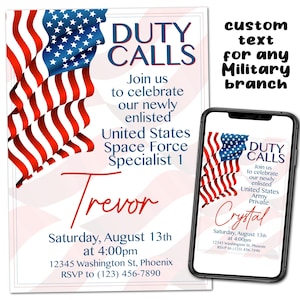 Custom Military Enlistment Party Invitation: US-Themed (Digital)