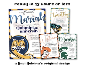 Custom College Signing Ceremony Invitation with Mascot (Digital Printable)