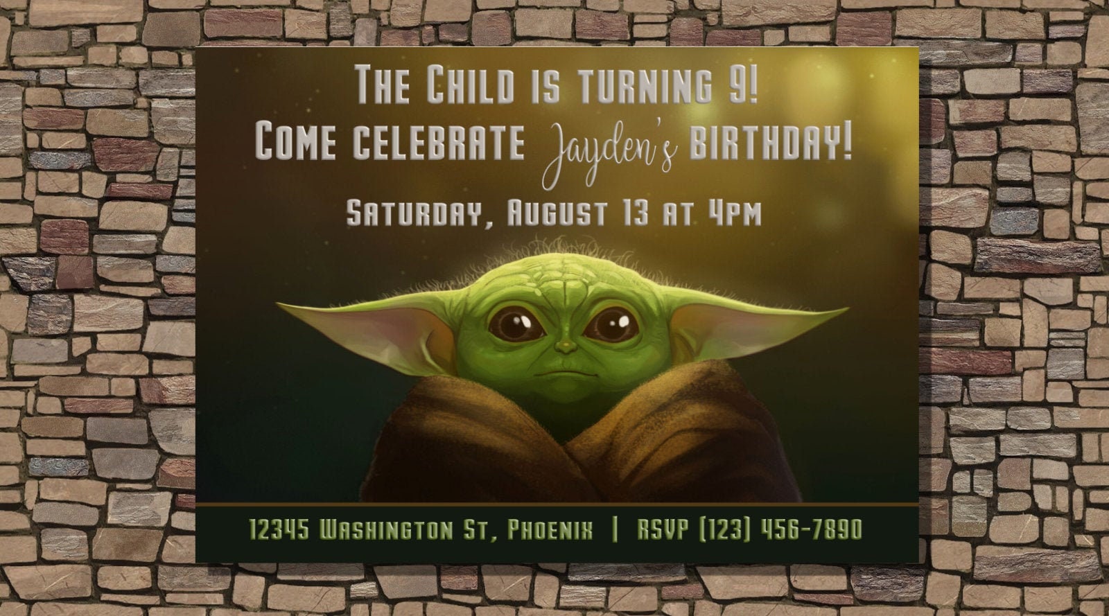The Child Baby Yoda Custom Birthday Party Invitation Digital | Etsy