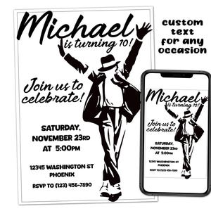 Michael Themed Custom Birthday Party Printable Invitation Digital File Text Print Email Post Share
