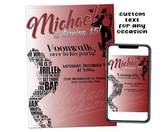 Michael Jackson Birthday Party Invitation: Custom Printable (Digital Download)
