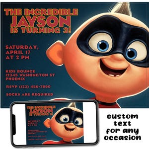 Incredibles Jack-Jack Custom Birthday Party Invitation Digital File