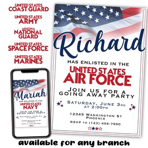 Custom Military Enlistment Going Away Digital Printable Invitation ...