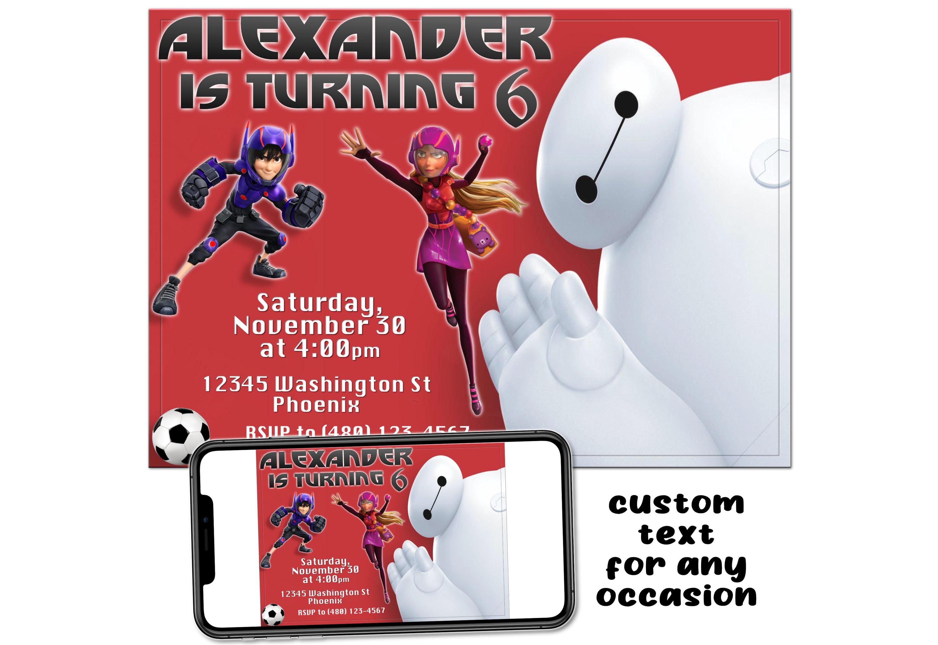 ベイマックス 誕生日招待状：カスタム印刷可能（デジタルダウンロード