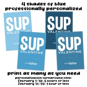 Blue Sup Modern Pré-adolescente Adolescente Personalizado Dia dos Namorados Arquivo PDF Digital para Impressão Última Hora Faça Você Mesmo Entrega no Mesmo Dia Trendy Gen Z Alpha