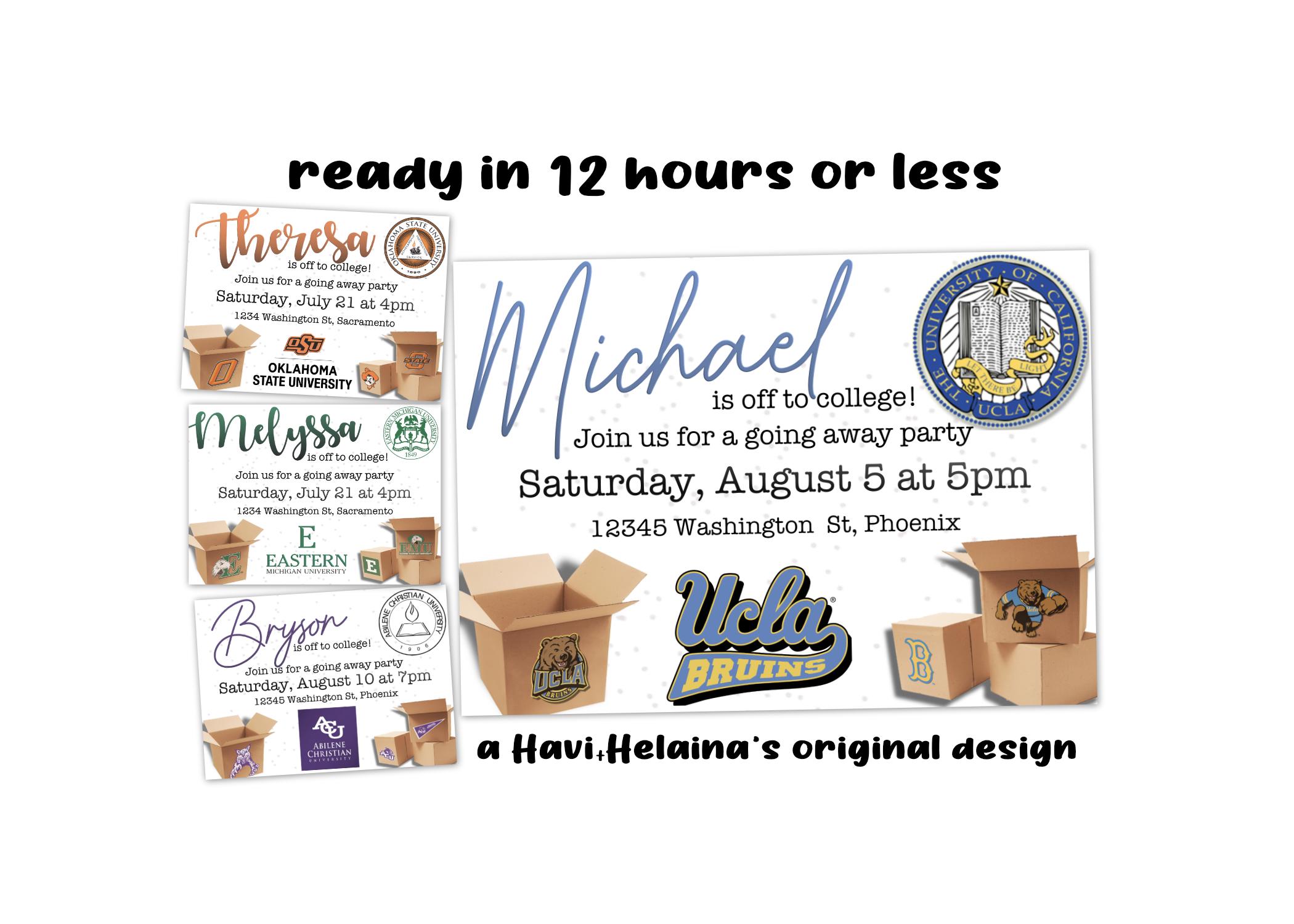 Custom College Going Away Party Invitation (Digital)