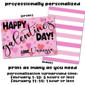 Galentine's moderne preteen tiener aangepaste gepersonaliseerde Valentijnsdag afdrukbaar digitaal afdrukbaar pdf-bestand roze Lastminute levering dezelfde dag