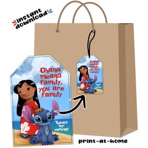 Lilo et Stitch Alien Birthday Party Favor étiquettes pour sac cadeaux Téléchargement instantané fichier numérique imprimable sans attente le même jour dernière minute bricolage