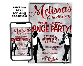 Michael Dance Party Customized Birthday Printable Invitation Digital File Print Text Email Post Share