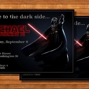 Star Wars Darth Vader Custom Birthday Party Printable Invitation Digital Download Picture File image 2