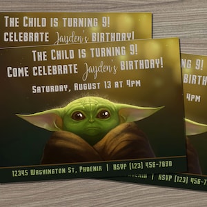 The Child Baby Yoda Custom Birthday Party Invitation Digital | Etsy