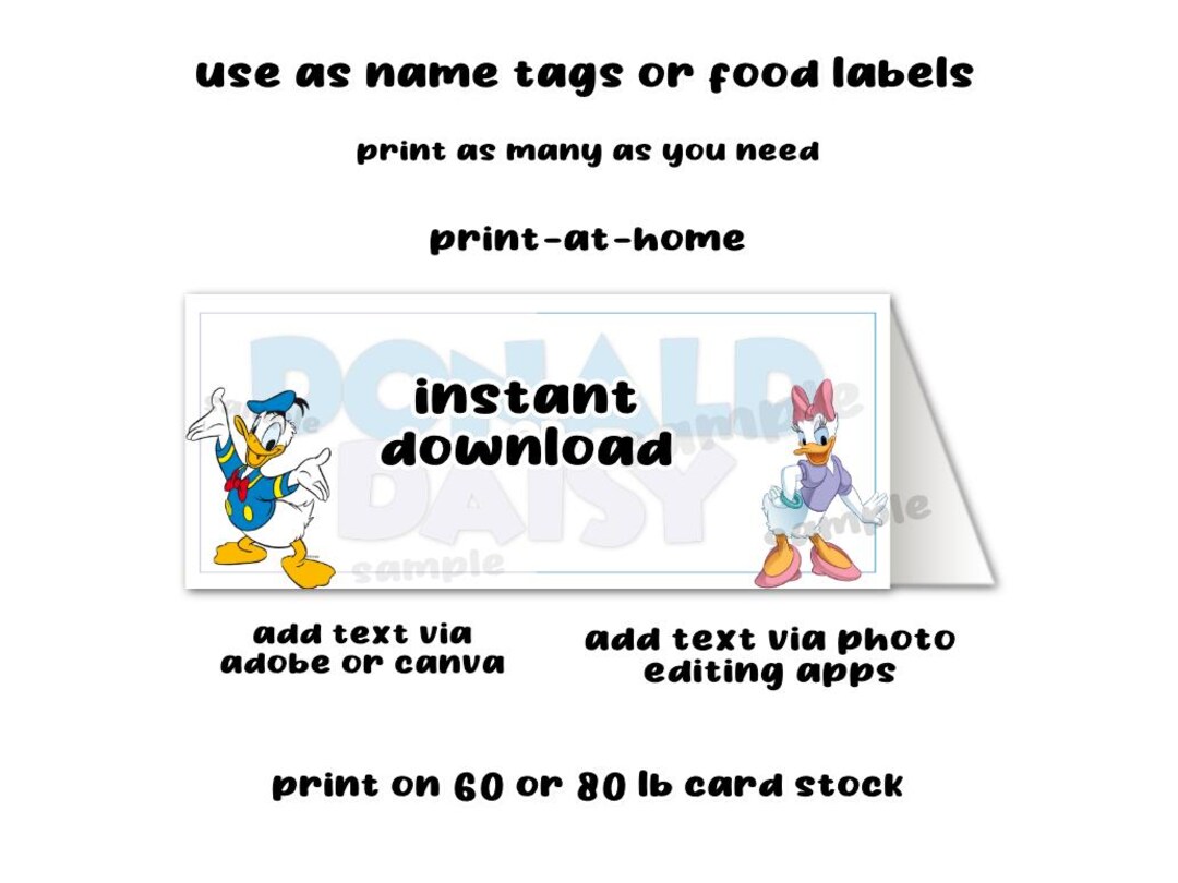 Donald or Daisy Duck Gender Reveal Food Labels (printable PDF Instant ...