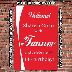 Benutzerdefinierte Geburtstagsparty / Event-Poster mit Coke Soda-Thema Digitaler Download Bilddatei Banner Zeichen Angepasst für jeden Anlass