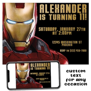 Iron Man Birthday Party Invitation: Custom Avengers Theme (Digital Download)