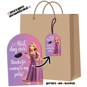 Etiquetas para lembrancinhas de festa de aniversário da Rapunzel Enrolados Download instantâneo de arquivo digital para impressão - Sem espera no mesmo dia, faça você mesmo de última hora