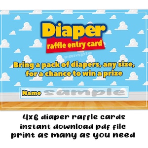 Tarjeta de entrada para rifa de pañales imprimible para baby shower/Sprinkle de Toy Story, descarga instantánea digital, archivo de imagen, sin esperas, hazlo tú mismo el mismo día, último minuto