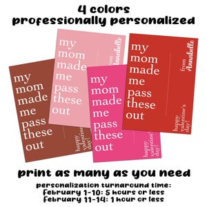 Rosa Rot Braun Moderne Preteen Teen personalisierte Valentinstag druckbare digitale PDF-Datei - Last-Minute-Lieferung am selben Tag DIY