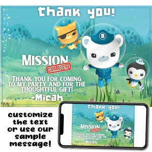 Octonauts Kwazii Capt Barnacles Peso Tarjeta de agradecimiento de cumpleaños imprimible personalizada Descarga digital Archivo de imagen Texto Imprimir Publicar Correo electrónico Compartir