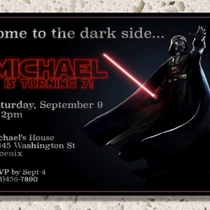 Star Wars Darth Vader Custom Birthday Party Printable Invitation Digital Download Picture File image 1