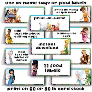 Etiquetas de mesa para festa de aniversário da TinkerBell & Friends, arquivo digital, download instantâneo, faça você mesmo, sem espera, etiqueta de nome de última hora, mesmo dia