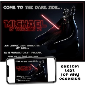 Darth Vader Birthday Invitation: Star Wars Party (Digital Download)