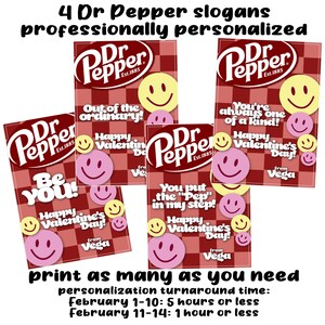 Dr Pepper Modern Preteen Teen Personalizado Dia dos Namorados para impressão PDF digital para download - Entrega de última hora no mesmo dia, faça você mesmo, sem espera