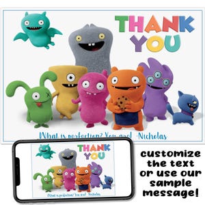 Ugly Dolls Custom Printable Thank You Note Digital Download Picture File Text Print Email Post