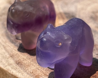 Mini Fluorite Bear Small Crystal Carving