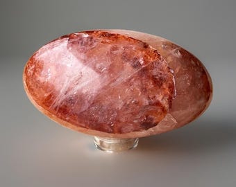 Red Fire Quartz Palmstone,  Ferruginous Quartz egg, Unique Natural Red Polished Crystal