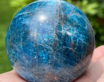 Blue Apatite Large Sphere, Manifestation Stone Brazilian Apatite Ball, # 96