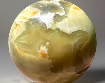 Serpentine Crystal Sphere  - No.28, Yellow Green Serpentine Sphere – Polished Crystal Ball, Decorative Gemstone Orb