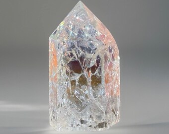 Crackle Aura Quartz Tower - No.42 • Quartz Crystal Point with Rainbows