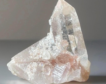 Lemurian Quartz Point Cluster – Pink Crystal with Natural Recordkeeprs, High Vibration Crystal, Rare Collector's Piece