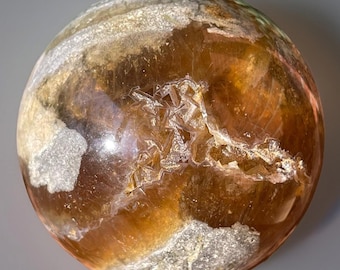 Fluorite Sphere with Pyrite – Gemstone Crystal ball, Collector Display, Mineral Specimen (396)