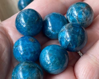 Apatite Mini Sphere, Deep Blue Gemmy Crystal ball
