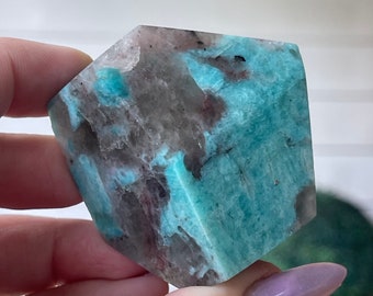 Amazonite Freeform Gushr with Smokey Quartz and Sunstone, #59