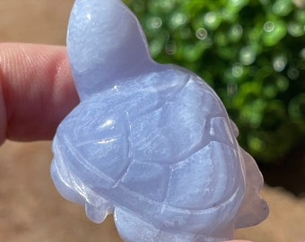 Blue Lace Agate Turtle Carving Collector’s Agate