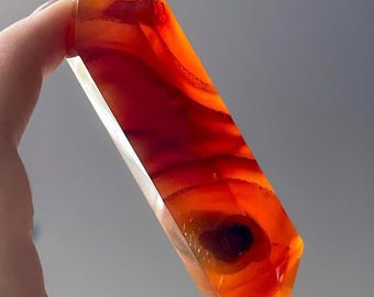 Carnelian Double Point Crystal, Unique Crystal DT Point, Red Carnelian Agate