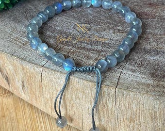 Labradorite Adjustable Beaded Bracelet - #6MM