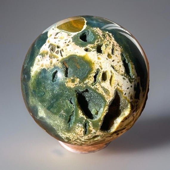Kabamby Ocean Jasper Sphere, Madagascar Vein Orbicular Ocean
