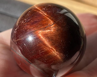 Red Tiger Sphere with Beautiful Chatoyancy