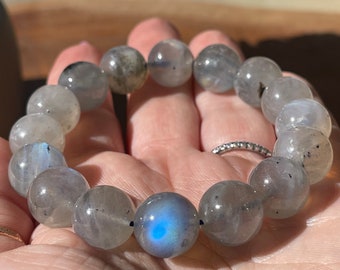 Blue Flash Transparent Labradorite HQ Beaded Bracelet - Q