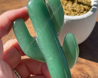 Green Aventurine Cactus, Crystal Plant carvings