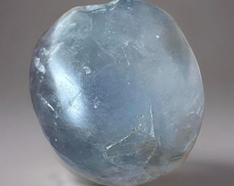 Blue Celestite Polished Stone From Madagascar, Aqua Blue Gemmy Celestite Specimen EXTREMELY Rare Form (478)