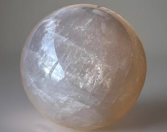 Star Blue Rose Quartz Sphere with Rainbows, HQ Madagascar Rose Quartz