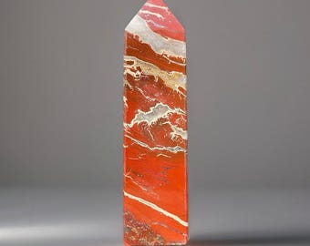 Red Jasper Tower with Quartz Big Crystal Point 6.5 inches, High Quality Statement Crystal Gifts - #46