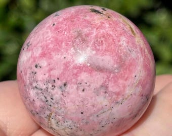 Peruvian Rhodonite High Quality Sphere, Natural Pink Crystal Ball (486)