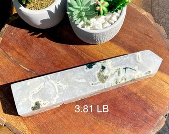 Moss Agate Druzy XXL Tower |Gold Green Moss Agate point | Home Decoration |AAA Mineral specimens | ReikiHeal |Crystal Gifts,Energy crystals