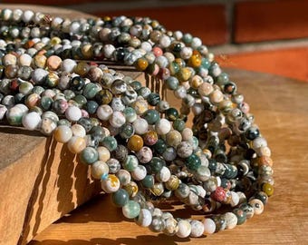 8th Vein & Old Mine Ocean Jasper Infinity Strand - Wear as Necklace or Bracelet - Rare Collector's Jasper Bead Jewelry Strand