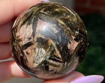 Green Lepidolite Mica in Quartz Sphere with UV Reactivity - #53
